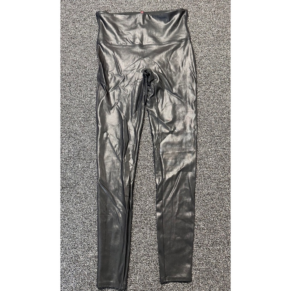Spanx Faux Leather Leggings Black High Waisted Slimming Large L 20110R
